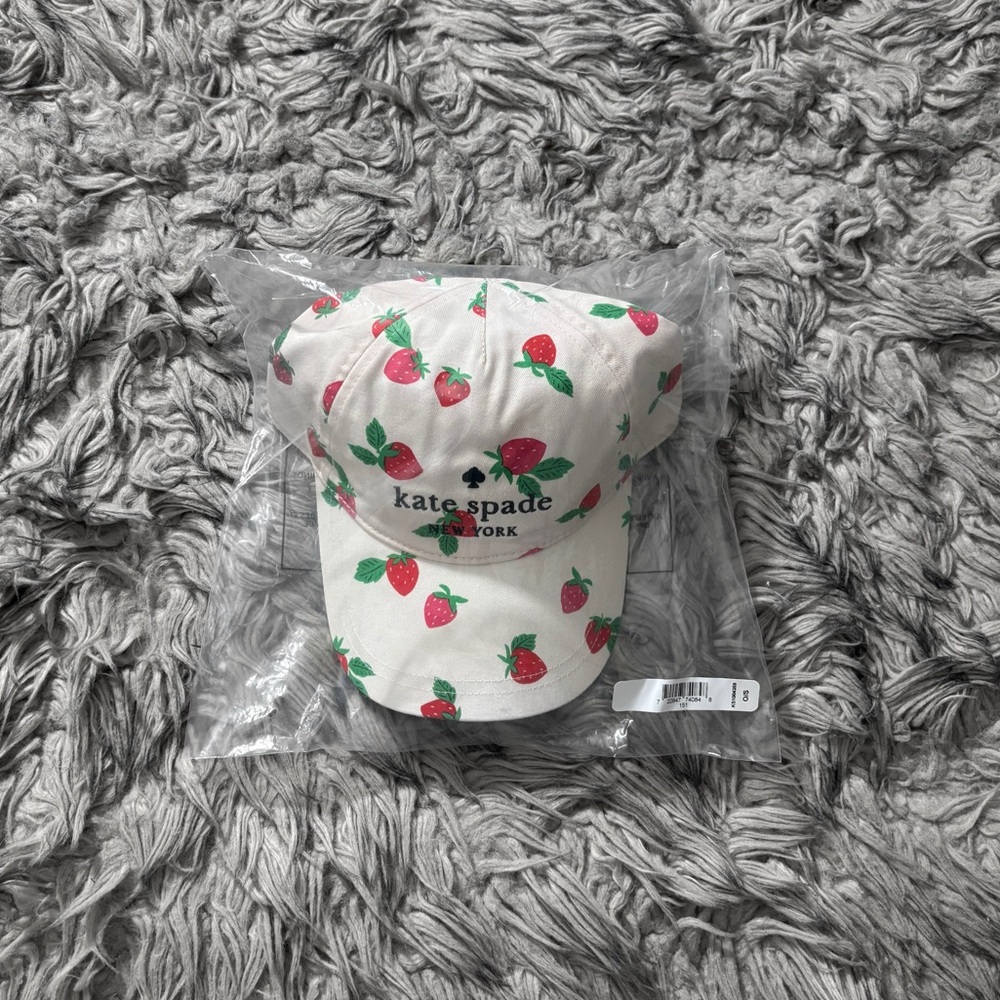 NWT Kate Spade Tossed Strawberry Logo Baseball Cap Hat